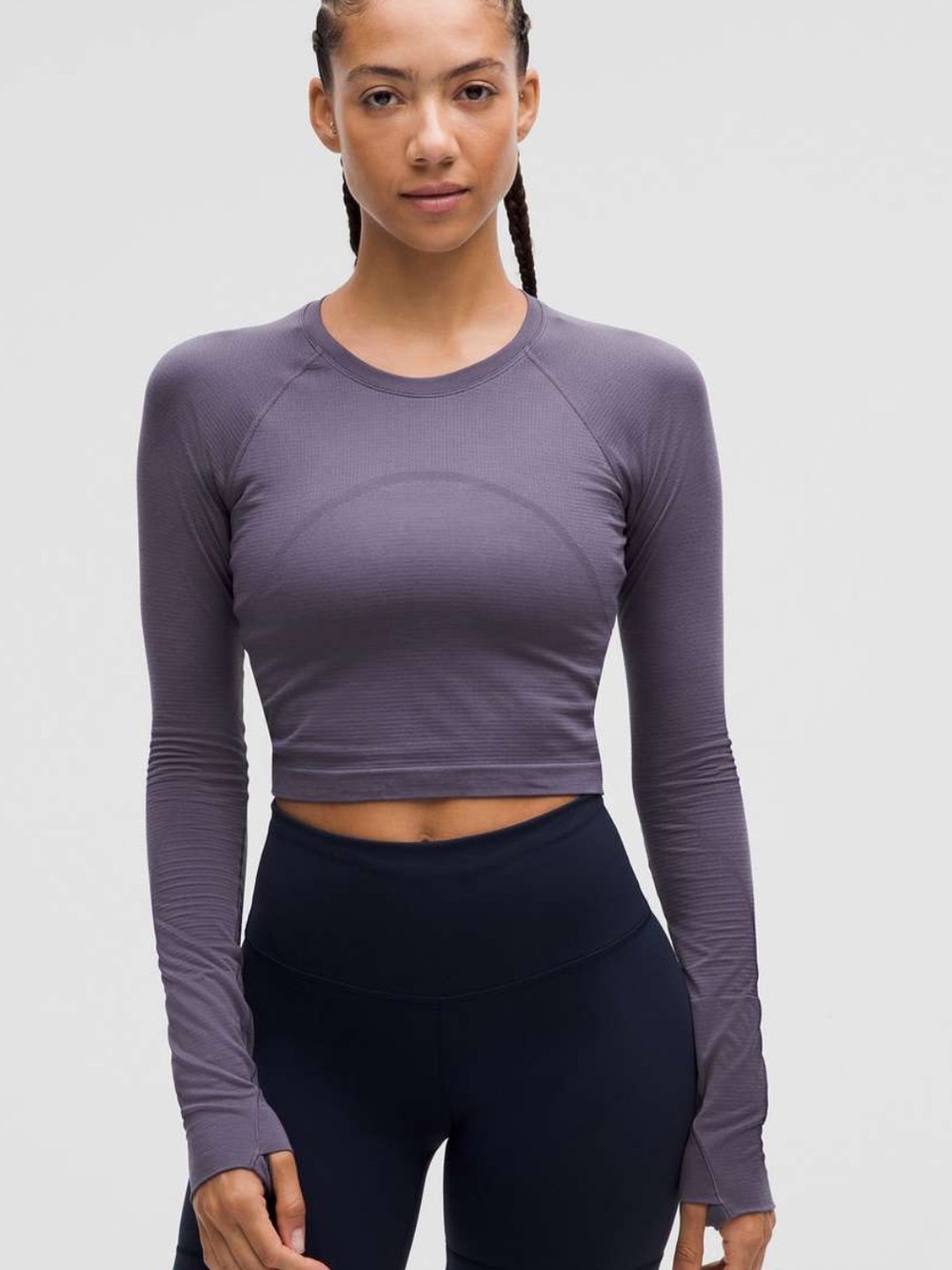 Lululemon Swiftly Tech Cropped LS 2.0, Nightfall, Size 10